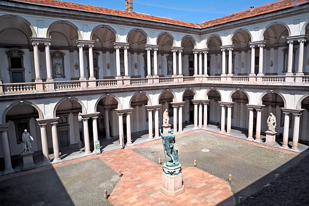Internal courtyard of Pinacoteca di Brera, Milan stock photo