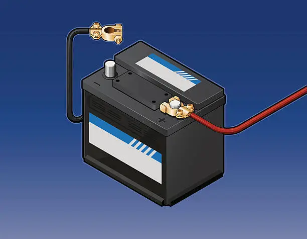 Vector illustration of Car Battery with Cables