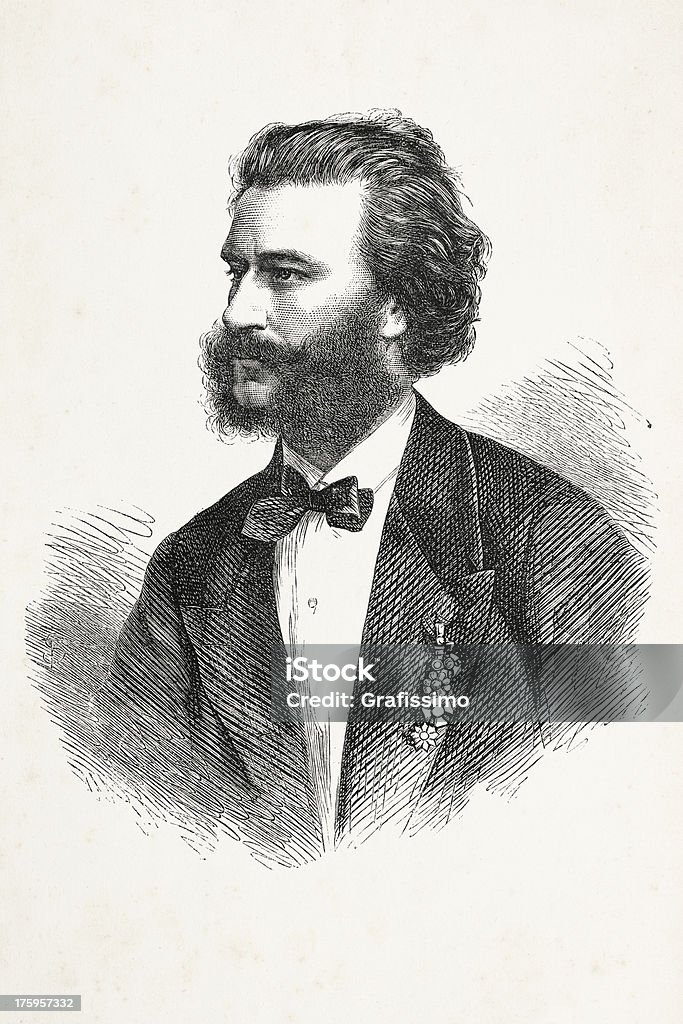 Gravure de autrichien compositeur Johann Strauss depuis 1867 - Illustration de Johann Strauss II libre de droits