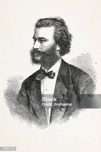Gravure De Autrichien Compositeur Johann Strauss Depuis 1867 Vecteurs libres de droits et plus d'images vectorielles de Johann Strauss II