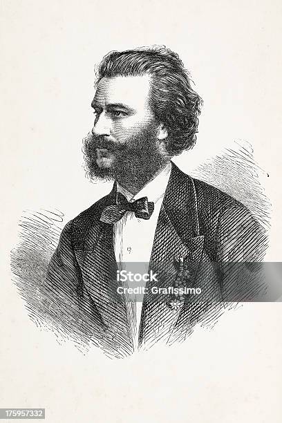 Grawerunek Austrian Kompozytor Johann Strauss W 1867 - Stockowe grafiki wektorowe i więcej obrazów Johann Strauss II