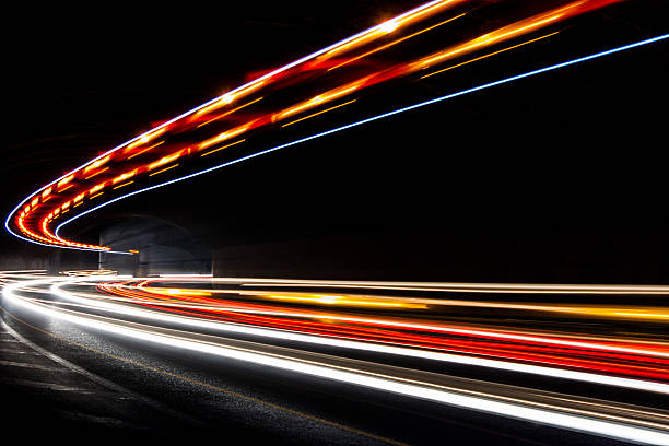 istock Car light trails in the tunnel 175958403