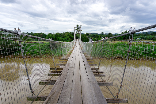 Hanging bridge in Tamparuli Sabah Borneo Malaysia