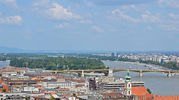 Margaret Island and Bridge in Budapest, Hungary stock photo