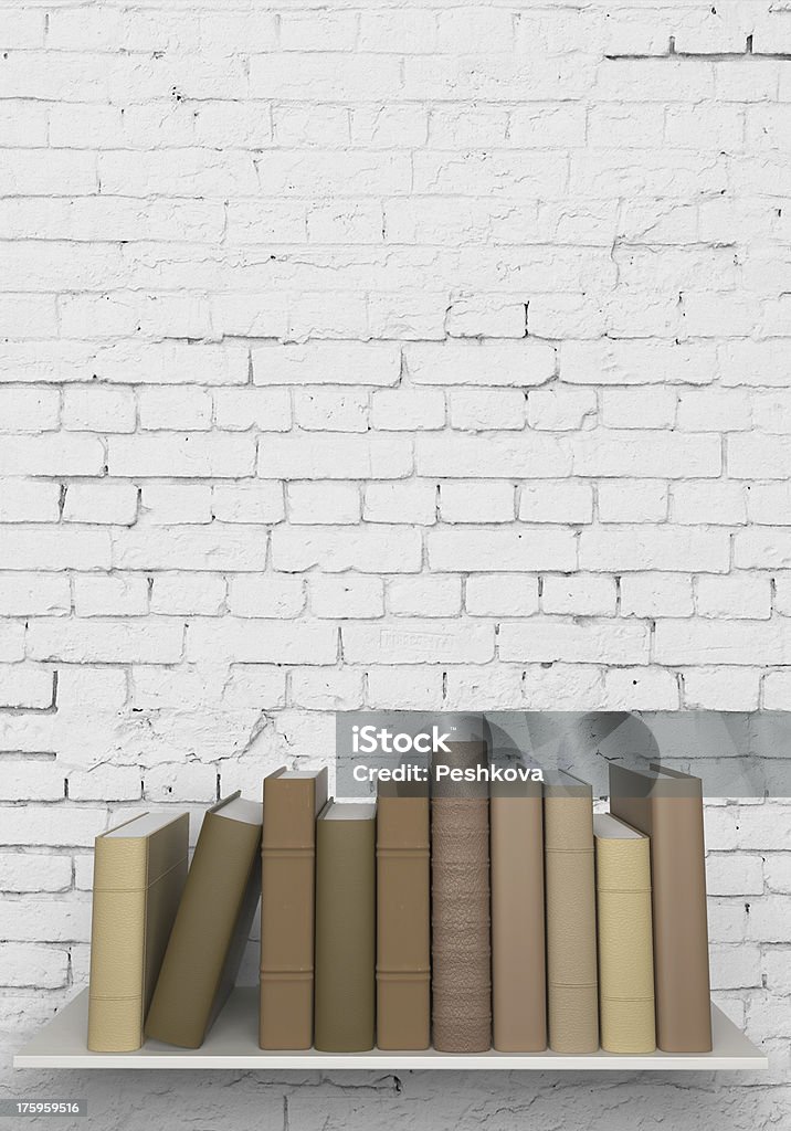 books on bookshelf books on the bookshelf are and brick wall Abstract Stock Photo