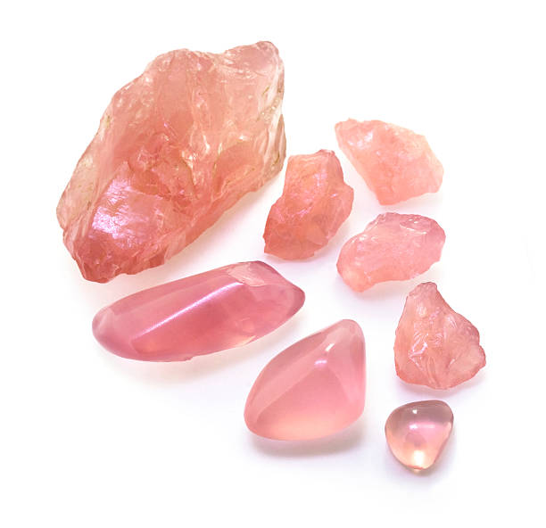 istock Rough and polished hi-quality rose quartz stones. 175960372