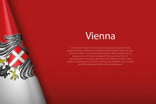 Vector illustration of flag Vienna, state of Austria, isolated on background with copyspace