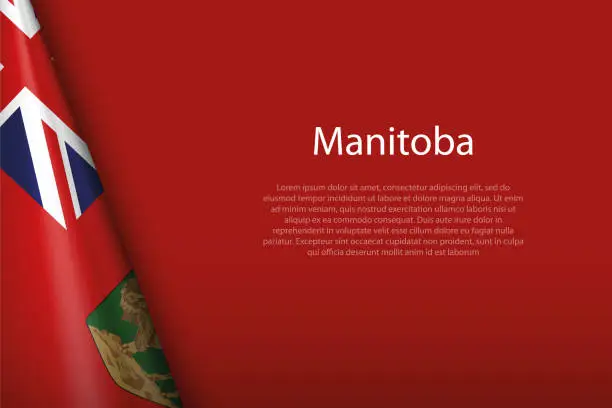 Vector illustration of flag Manitoba, state of Canada, isolated on background with copyspace