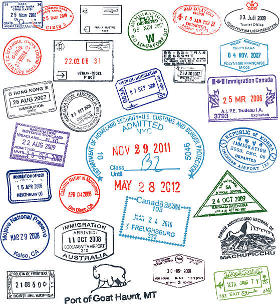 vector passport stamps - 護照印章 幅插畫檔、美工圖案、卡通及圖標