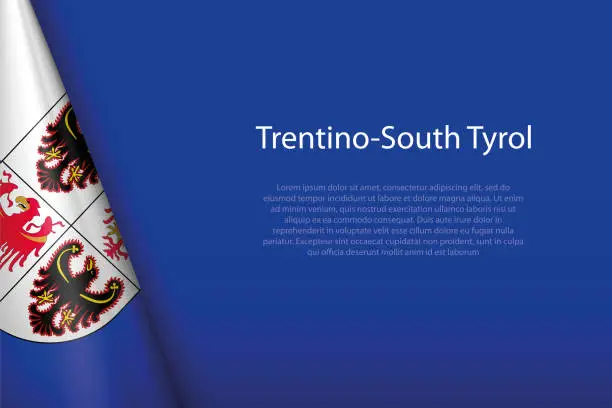 Vector illustration of flag Trentino-South Tyrol, region of Italy, isolated on background with copyspace