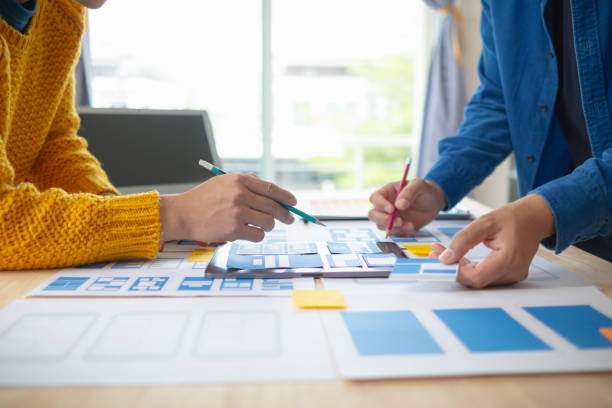 istock The designer team is designing the uxui system to make the uxui system work well on new phones and support system updates. Website development concept UI UX front end designer 1759609302