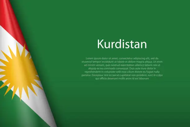 Vector illustration of flag of Kurdistan, Ethnic group, isolated on background with copyspace