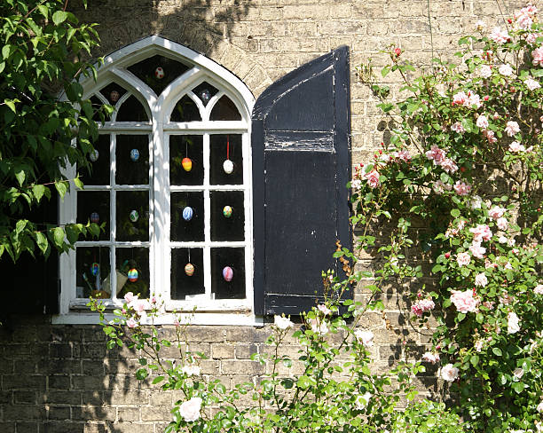 Easter egg window stock photo