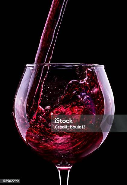 Elegant Red Wine Glass In Black Background Stock Photo - Download Image Now - Alcohol - Drink, Black Background, Close-up