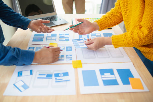 istock The designer team is designing the uxui system to make the uxui system work well on new phones and support system updates. Website development concept UI UX front end designer 1759633224