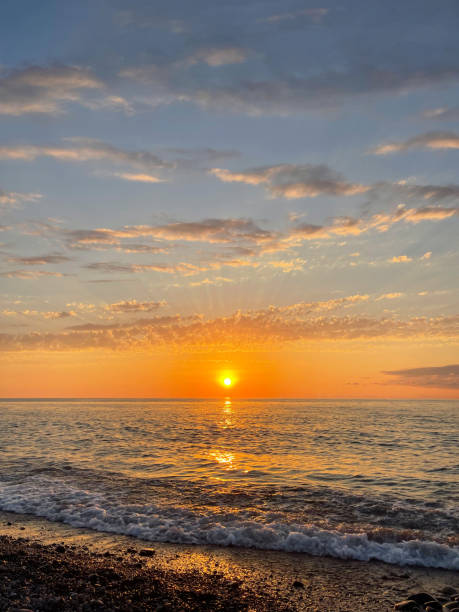 istock Sunset with beach, sea, sunset sky and cloud. Evening landscape 1759637564