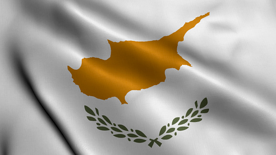 Cyprus  Flag. Waving  Fabric Satin Texture of the Flag  Cyprus  3D illustration. Real Texture Flag of the Republic of Cyprus