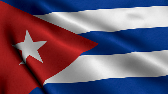 Flag of Cuba ,on a vintage folded sheet of paper