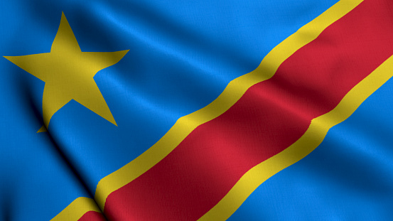 The national flag of the Democratic Republic of the Congo