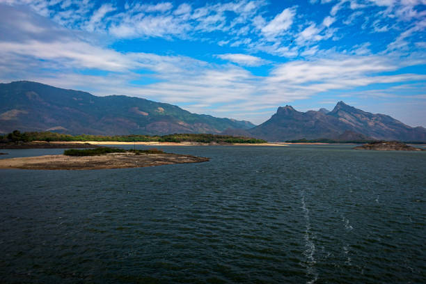 A landscapic view of Malampuzha Dam from the Top of Dam Shutter , Plakkad , Kerala