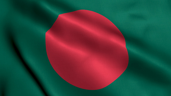Bangladesh  Flag. Waving  Fabric Satin Texture Flag of Bangladesh  3D illustration. Real Texture Flag of the Peoples Republic of Bangladesh