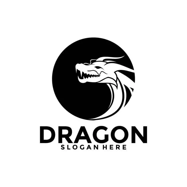 Vector illustration of Dragon Logo vector, Creative Dragon Head Logo vector template