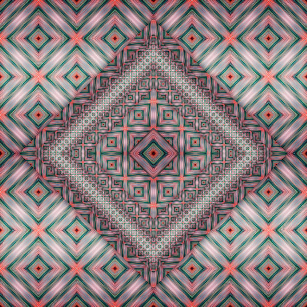Abstract Geometric shapes geometric motif artsy pattern background. Modern geo fabric diamond design textile swatch ladies dress, man shirt all over print block. pink lilac palette. 3d effect.