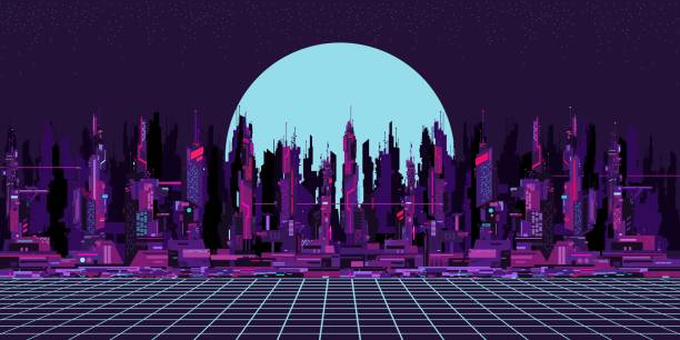 istock Abstract Futuristic Sci-fi Cyber Space City Landscape Vector Illustration Background Template 1759704141