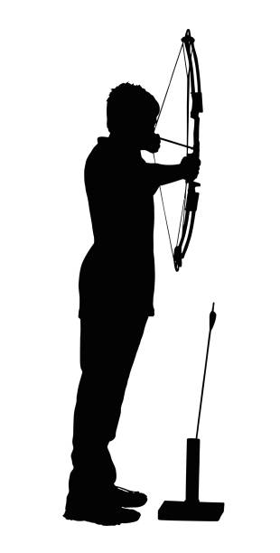 istock Silhouette of Boy Archer with Bow and Arrow 1759733750