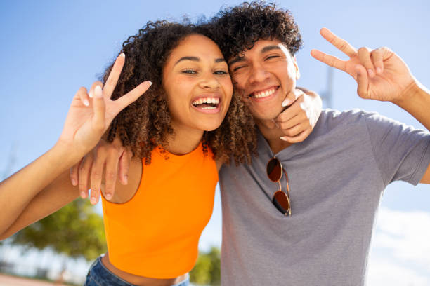 istock Selfie happy young couple having fun together 1759736220