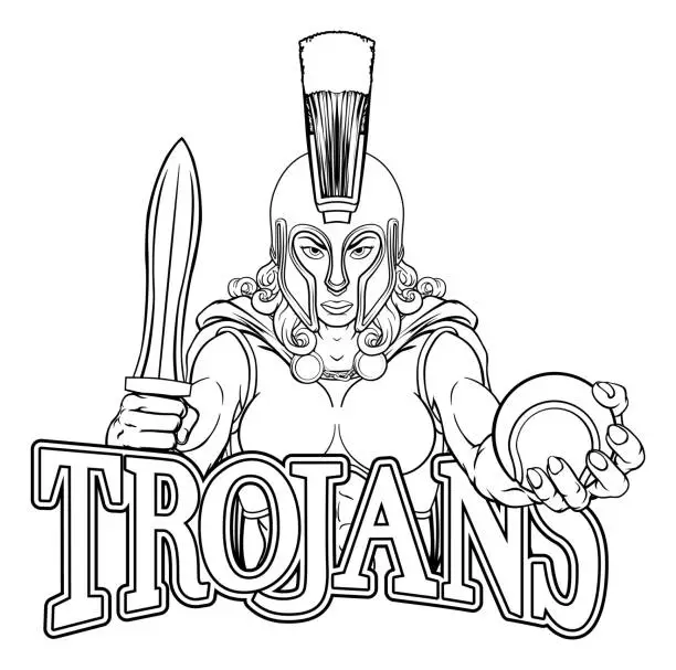 Vector illustration of Spartan Trojan Gladiator Tennis Warrior Woman