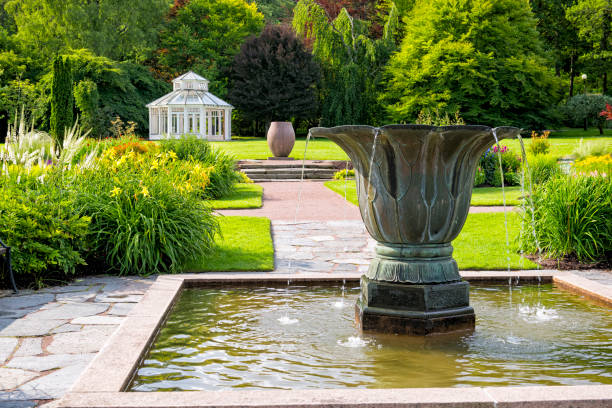 Ornamental urn and pond