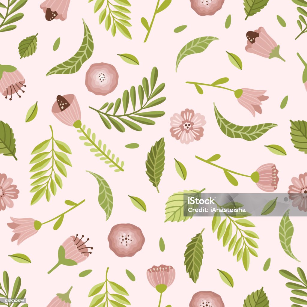 Seamless Vector Floral Pattern Spring Summer Backdrop Hand Drawn ...