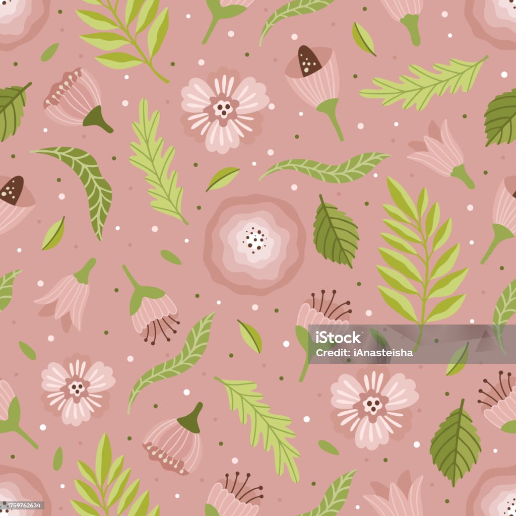 Seamless Vector Floral Pattern Spring Summer Backdrop Hand Drawn ...