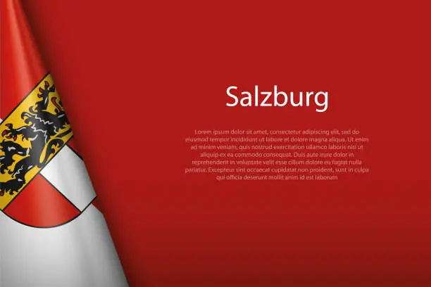 Vector illustration of flag Salzburg, state of Austria, isolated on background with copyspace