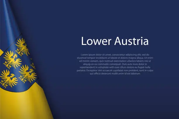 Vector illustration of flag Lower Austria, state of Austria, isolated on background with copyspace