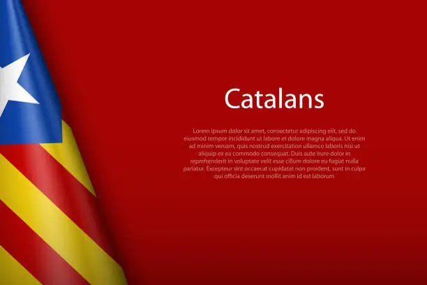 Vector illustration of flag of Catalans, Ethnic group, isolated on background with copyspace