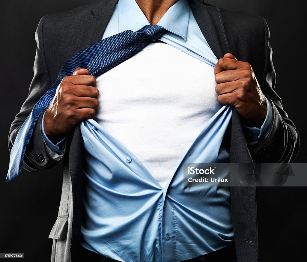 Frustrated business man - or a revealing moment. Use this t-shirt for your text!  Adult Stock Photo