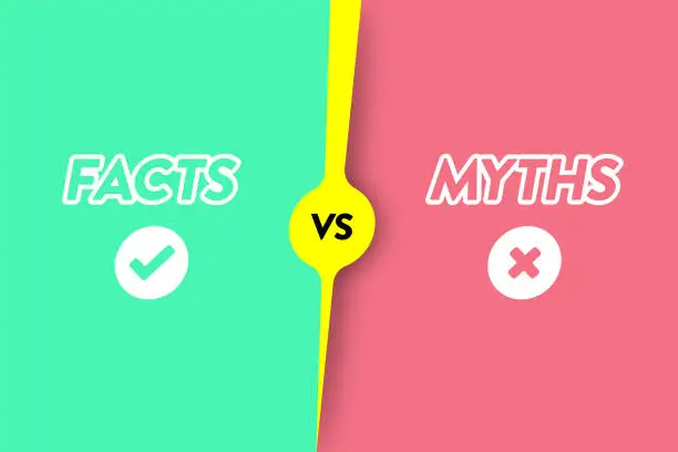 Vector illustration of Facts vs Myths Background Vector Design.