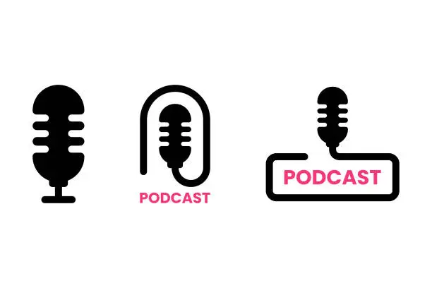 Vector illustration of Podcast Logo Set Vector Design on White Background.