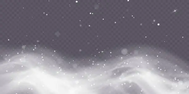 Vector illustration of Cold winter wind texture. Holiday vector blizzard. Christmas effect of a cold blizzard. Vector PNG