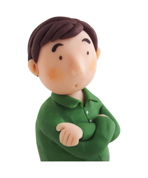 istock Chubby man with arms crossed, looking a little distressed, upper body oblique(clay work) 1759789488