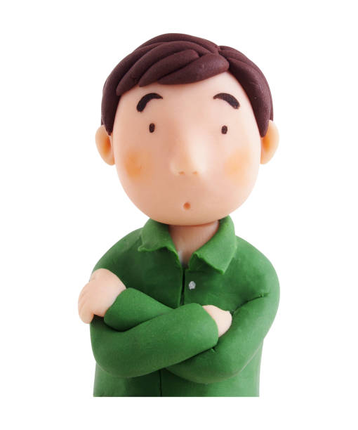 istock Chubby man with arms crossed, looking a little distressed, upper body oblique(clay work) 1759789736