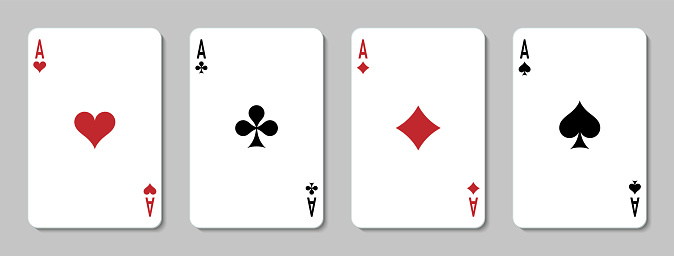 Playing cards illustration. Suits of playing cards. Spades, Hearts, Clubs, Diamonds.
