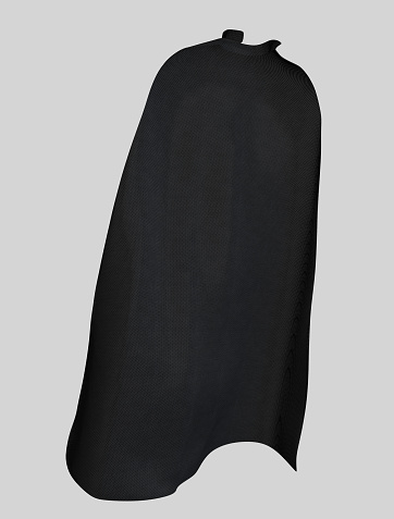 Black superhero cape waving,  Clipping path included.