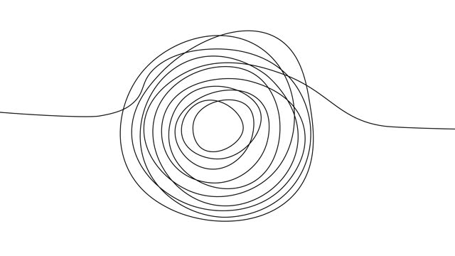 The Concept of Solving Problems in Easy. Drawing Circular Line on white background. Circle Continuous Doodle Line. Think and Creativity