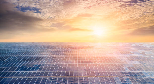 istock Solar panels and sky clouds background at sunset 1759849853
