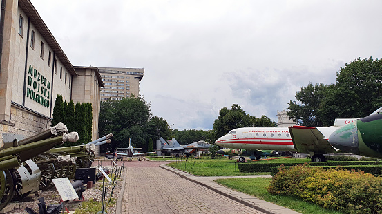 Warsaw, Poland - July 12, 2022: Airplanes and other military equipment in the Polish Army Museum