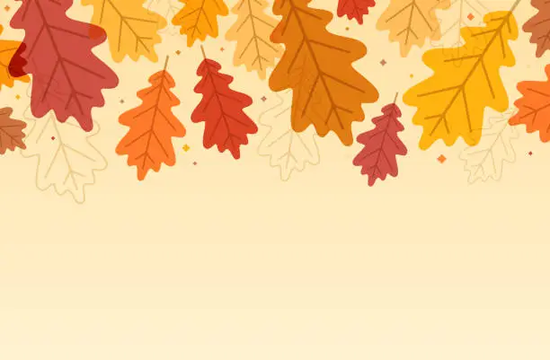 Vector illustration of Autumn Oak Leaf Fall Background