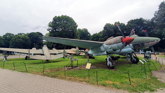 Warsaw, Poland - July 12, 2022: Airplanes and other military equipment in the Polish Army Museum